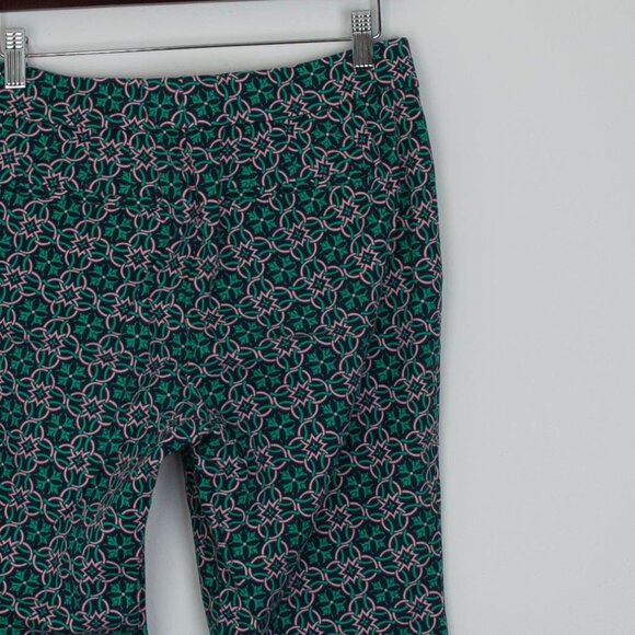 J.‎ Crew Womens Campbell Lattice Medallion Ankle Pants Size 8 Green Pink Preppy - Picture 6 of 7